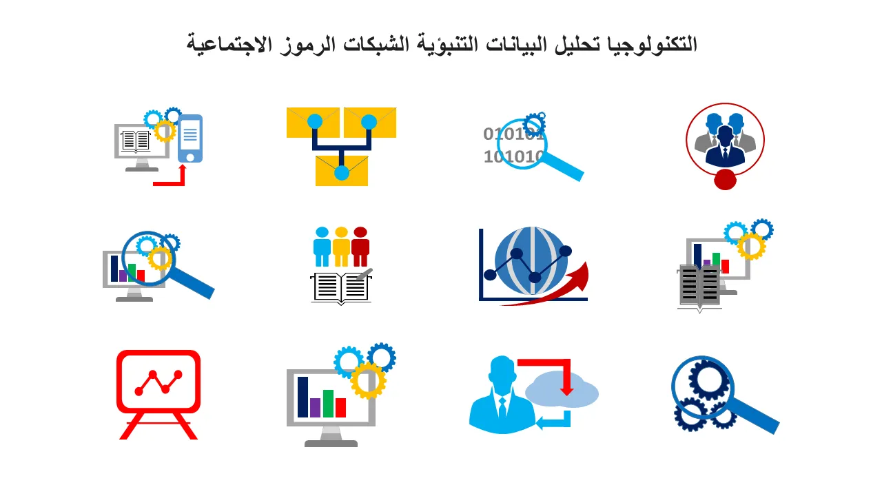 0115 التكنولوجيا تحليلات البيانات التنبؤية الشبكات الاجتماعية الرموز Powerpoint Slide